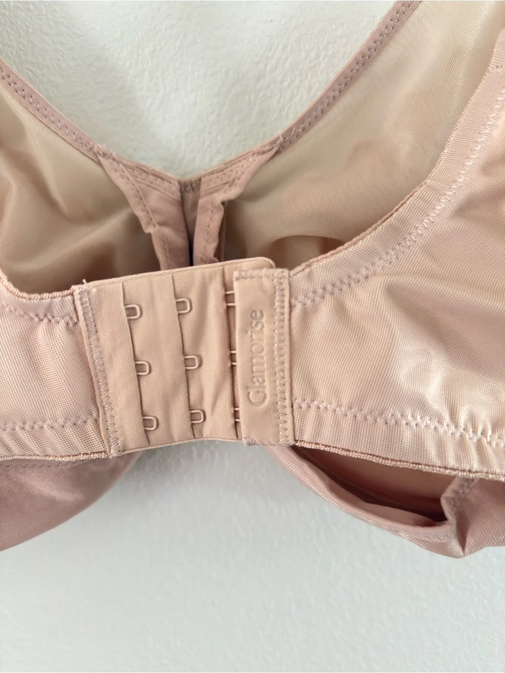 Glamorise Plus Size WonderWire Sheer Mesh Lace Minimizer Bra Nude 40G